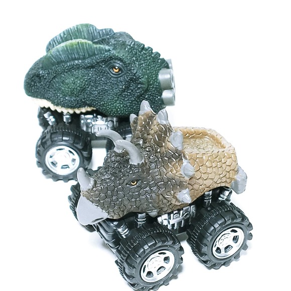 Vtg Dinosaur Heads Pull Back Racer Cars Set of 6 (eb a/b) - Picture 3 of 9